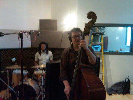Ken and Brendan in the studio Ken setting the mood on the drums while Brendan keeps on slappin' the bass